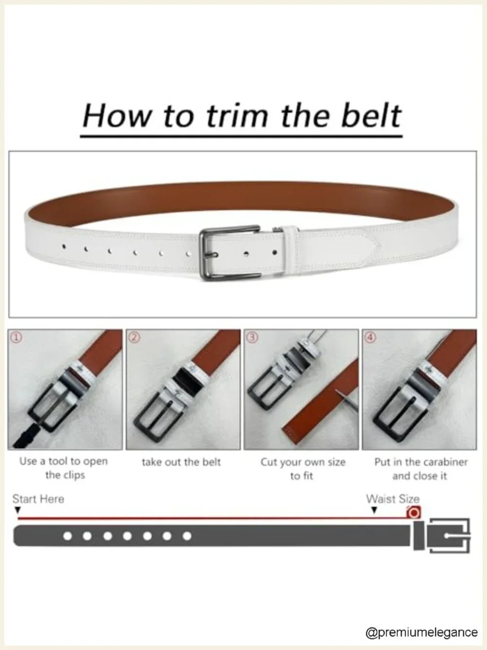 Genuine Cowhide Leather Men's Dress Belt, Adjustable Trim to Fit